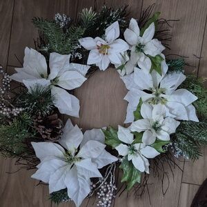 White Poinsettia Wreath